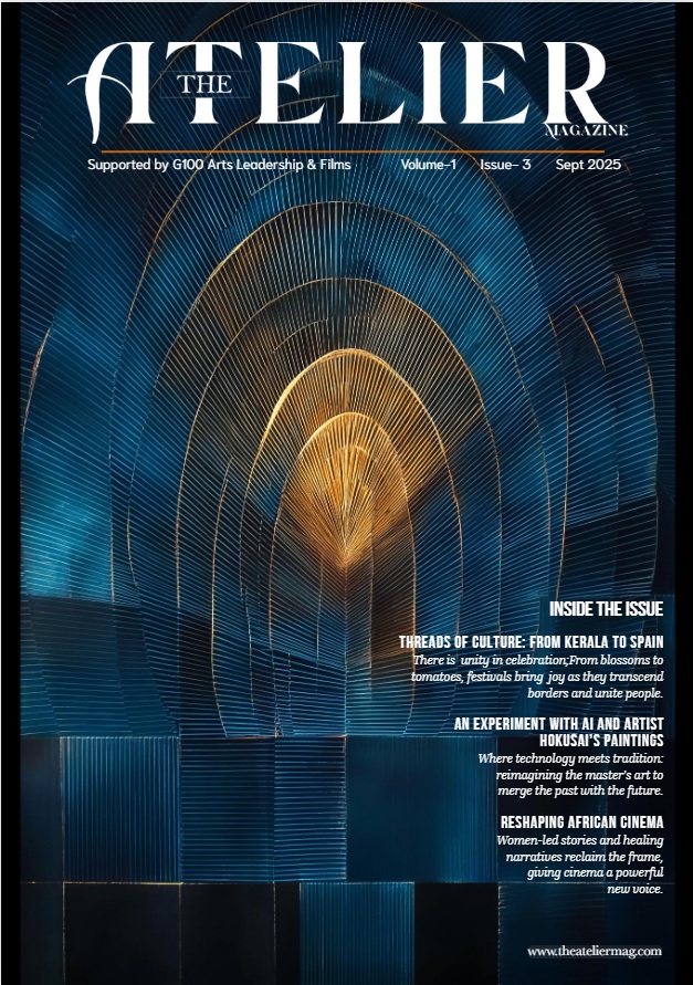 The Atelier Magazine Volume 1 Issue 3 September 2025 cover with abstract geometric arch design symbolizing art and culture